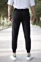 Unisex Black Elastic Waist Sweatpants - 3