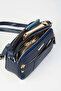 Women's Squirrel Navy Blue 4 Compartment Faux Leather Medium Size Zipper Closure Handbag and Shoulder Bag - 4