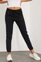 Women's Black Jersey Ribbed Sweatpants - 3