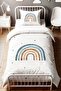 Blue Rainbow Patterned Single Baby Kids Duvet Cover Set - 2