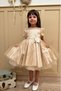 Beige Little Glittery Polka Dot Short Sleeve Girl's Baby Girl Dress - 2