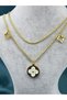 Gold Double Mother of Pearl Vintage Steel Necklace - 5