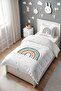 Blue Rainbow Patterned Single Baby Kids Duvet Cover Set - 3