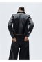 Biker style leather jacket - 4