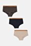 Kids Girl 3 Pieces Textured Pull On Panty, Navy