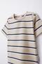 Boy's T-Shirt with Patched Stripes 1-4 Years, Beige Melange - 4