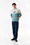 Text Embroidered Kangaroo Pocket Hooded Sweatshirt - 6