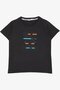 Boy's T-Shirt with Letter Print Detail, Cut Hem and Cut Sleeves, Ages 8-14, Anthracite