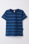 Boy's T-Shirt with Patches and Stripes, Ages 1-4, Navy Blue Melange