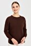 Women's Crew Neck Classic Wool Sweater M.Brown - 5
