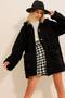 Women's Large Size Oversize Buttoned Soft Inside and Outside Plush Coat Jacket - 2