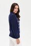 Women's Polo Collar Wool Sweater with Diamond Pattern on the Front Y.A.Navy Blue - 6