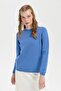 Women's Crew Neck Classic Wool Sweater O.Blue - 5