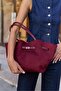 Burgundy Suede Women's Drawstring Detail Clip-On Suede Hand and Shoulder Bag - 5