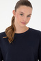 Women's Navy Blue Crew Neck Sweatshirt 50291228-Vr033 - 2
