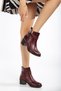 Women's Heeled Boots Daily Wear Burgundy Ribbed Thick Heeled Boots - 2
