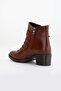 Women's Heeled Boots Daily Tan Color Gathered Thick Heeled - 5