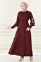 Burgundy Belted Dress - Msl1610 - 2