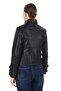 Genuine Leather Black Women's Biker Coat - 7