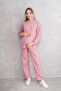 Pregnant and Maternity Crew Neck Waffle Fabric Top and Bottom Tracksuit Set - 5