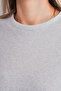 Pregnant and Maternity Crew Neck Waffle Fabric Top and Bottom Tracksuit Set - 7