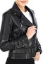 Genuine Leather Black Women's Biker Coat - 4