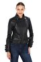 Genuine Leather Black Women's Biker Coat - 2