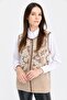 Women's Crew Neck Floral Wool Vest in Dark Beige