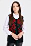 Women's Crew Neck Floral Wool Vest Black - 2