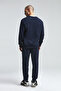 Men's Crew Neck Pigment Printed Winter Regular Fit Navy Blue Sweatshirt Bmk0001-S-V03 - 5
