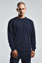 Men's Crew Neck Pigment Printed Winter Regular Fit Navy Blue Sweatshirt Bmk0001-S-V03 - 3