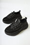 Ancy Black Parachute Fabric Star Patch Women's Sneakers, Women's Sneakers - 3