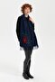 Women's Knitted Floral Embroidered Tasseled Kaşkol Navy Blue - 3