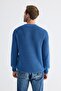 Crew Neck Thessaloniki Knitted Cotton Men's Blue Knitwear Sweater - 6