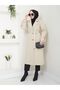 High Quality Lined Long Thick Trend Style Belted Saw Cashmere Spoon Coat - 3