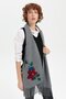 Women's Knitted Floral Embroidered Tasseled Kaşkol Smoked - 6