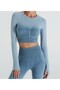 Athletic Women's Leggings Crop Suit Blue Shirred - 4