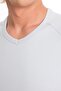Men's Slim Fit Grey %100 Cotton V-Neck Rib Knit Raglan Sleeve T-Shirt S-202 - 3