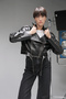 Lenora Women's Silme Cropcut Biker Genuine Leather Coat Black/White - 2
