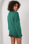 15895 Diamond Patterned Oversize Knitwear Sweater - Emerald Green - 5