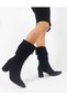 Black Thick Heel Bellows Below the Knee Women's Boots - 3