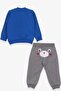 Baby Boy Tracksuit Set with Embroidered Teddy Bear, 9 Months-3 Years, Cobalt Blue - 2