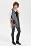Women's Knitted Floral Embroidered Tasseled Kaşkol Smoked - 3