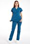 Petrol Green Stretch Fabric Scrubs Doctor Nurse Uniform Batwing Sleeve Surgical Set - 2