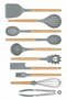 Matis Heat Resistant Silicone Fireproof Non-Stick 11 Piece Serving Set with Stand Gray - 5