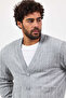 Men's Button Closure Pocket Knitwear Gray Knitted Cardigan Mz89916 - 2