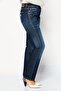 Women Straight Fit High Waist Washed Non-Stretchable Denim, Dark Blue - 3