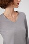 Light Gray V-Neck Long Sleeve Women's Sweater - 2