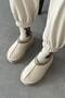 Belis Women's Flat Sole Leather House Slippers Beige - 2