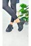 Black Sneaker - Lace-Up, High Thick Sole, Oval Toe Women's Sneakers 1001 - 3